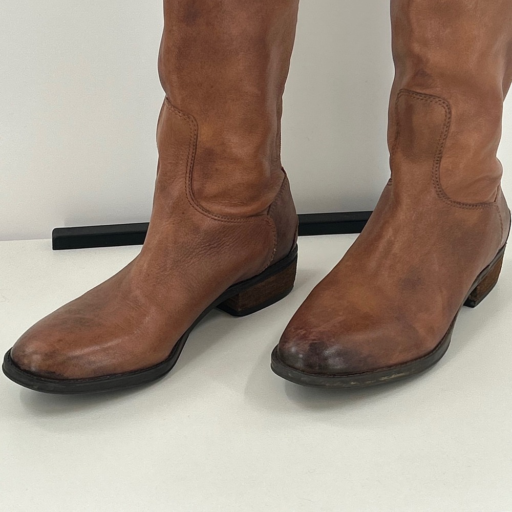 Sam Edelman Womens Brown Leather Tall Riding Boots Back Zip Equestrian Size 7.5